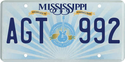 MS license plate AGT992