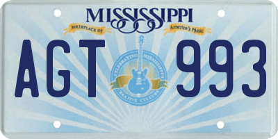 MS license plate AGT993