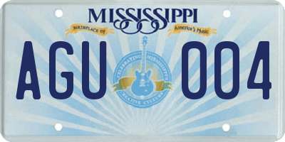 MS license plate AGU004