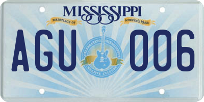 MS license plate AGU006