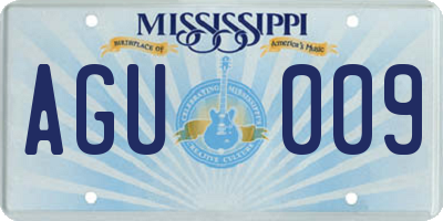MS license plate AGU009