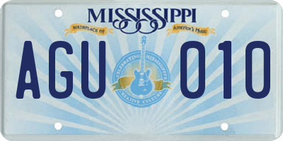 MS license plate AGU010