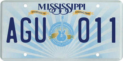 MS license plate AGU011