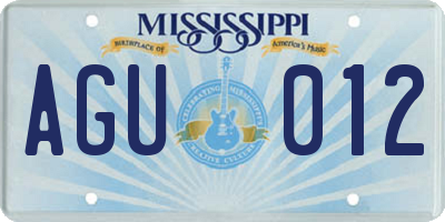 MS license plate AGU012