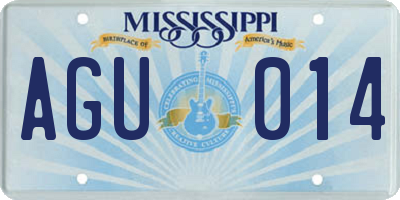 MS license plate AGU014