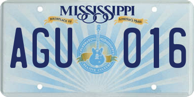 MS license plate AGU016
