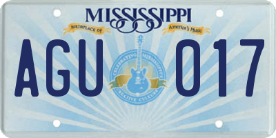 MS license plate AGU017