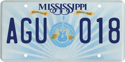 MS license plate AGU018