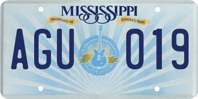 MS license plate AGU019