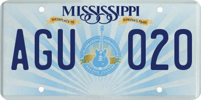 MS license plate AGU020
