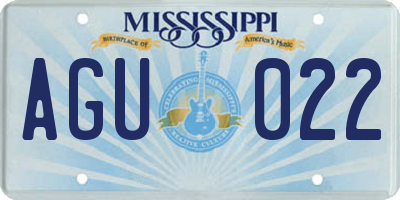 MS license plate AGU022
