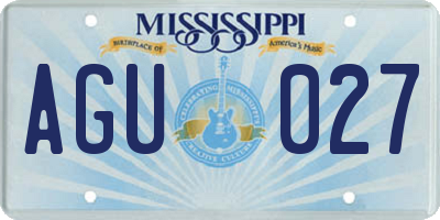 MS license plate AGU027