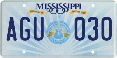 MS license plate AGU030