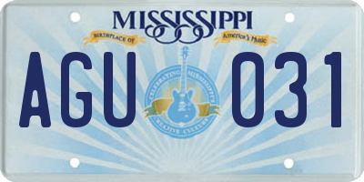 MS license plate AGU031