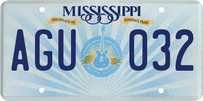 MS license plate AGU032