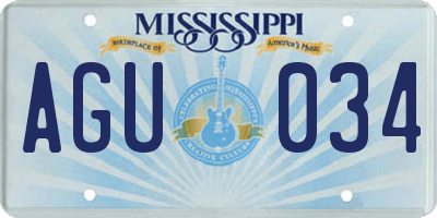 MS license plate AGU034