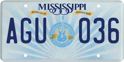 MS license plate AGU036