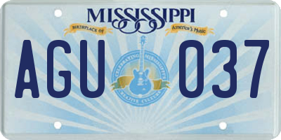 MS license plate AGU037