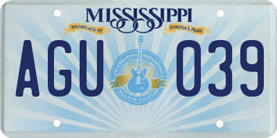 MS license plate AGU039