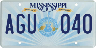 MS license plate AGU040