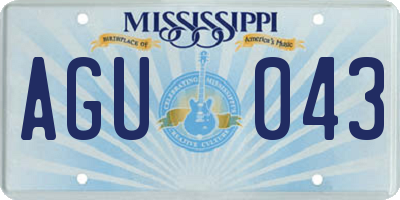 MS license plate AGU043