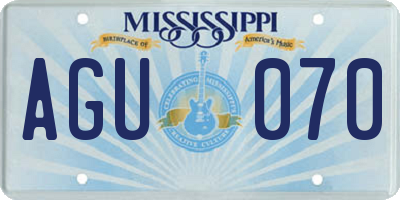 MS license plate AGU070