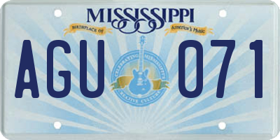 MS license plate AGU071