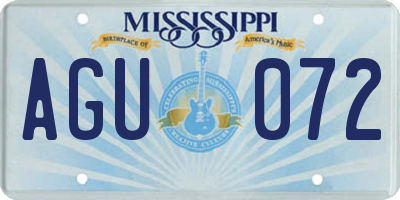 MS license plate AGU072