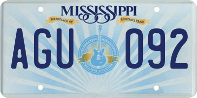MS license plate AGU092