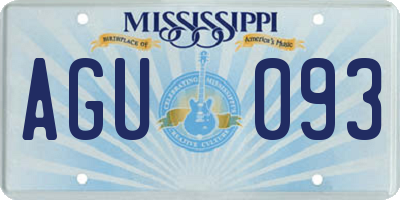 MS license plate AGU093