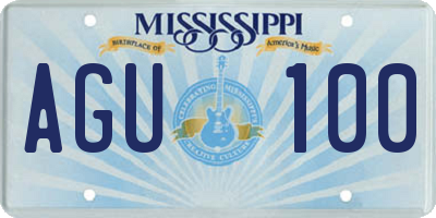 MS license plate AGU100