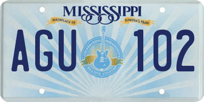 MS license plate AGU102