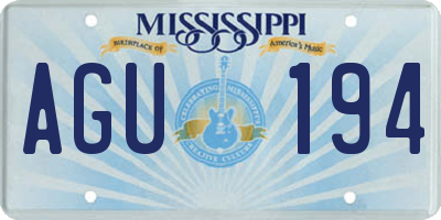 MS license plate AGU194