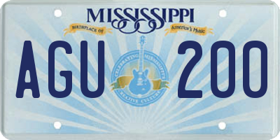 MS license plate AGU200