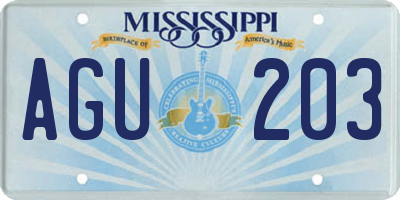 MS license plate AGU203