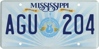 MS license plate AGU204