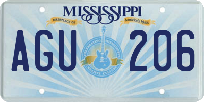 MS license plate AGU206