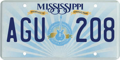 MS license plate AGU208