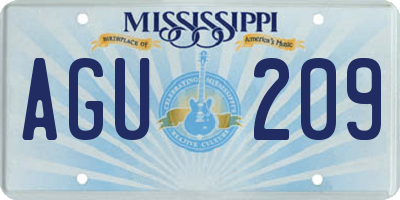 MS license plate AGU209