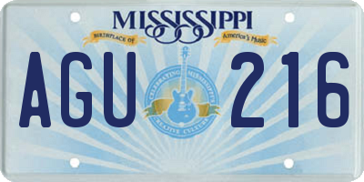 MS license plate AGU216
