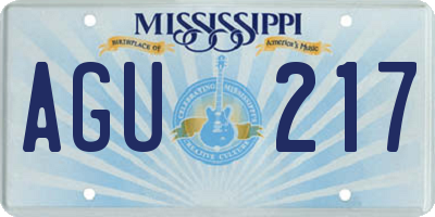 MS license plate AGU217