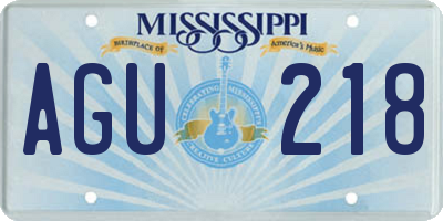MS license plate AGU218