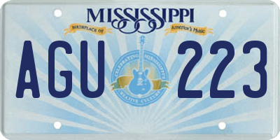 MS license plate AGU223