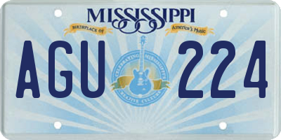 MS license plate AGU224