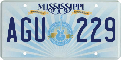 MS license plate AGU229