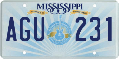 MS license plate AGU231