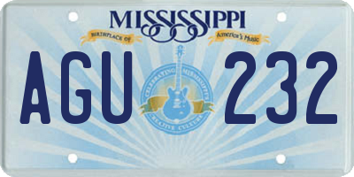 MS license plate AGU232