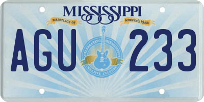 MS license plate AGU233