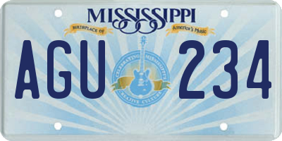 MS license plate AGU234