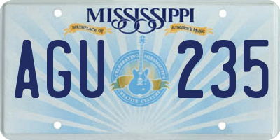 MS license plate AGU235